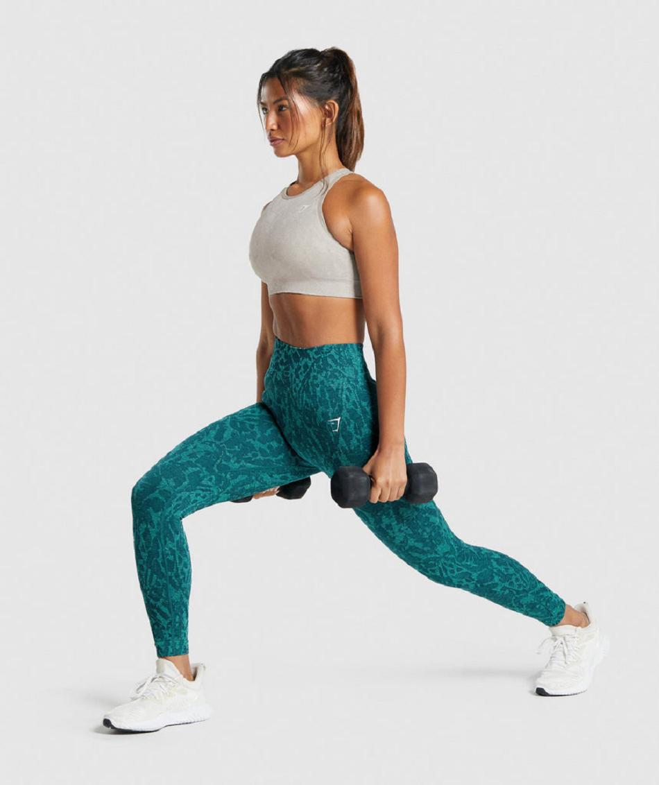 Legginsy Damskie Gymshark Adapt Animal Seamless Turkusowe | PL 2343KOR